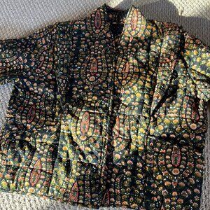 Farmer’s Market Paisley Floral Ruffle Quilted Coat XL